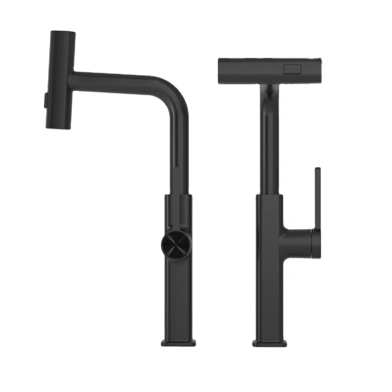 Black Kitchen Faucet  Water Tap Modern Kitchen Taps Pull Out Sprayer Kitchen Mixer Sink Faucets 2 function sprayer