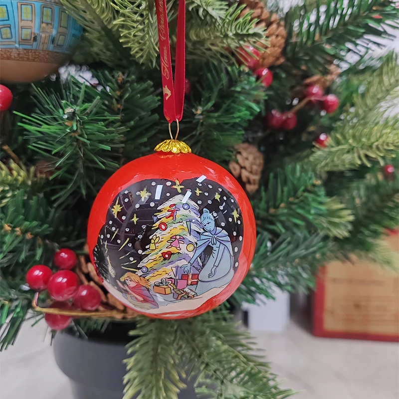 Custom pattern logo diy Hand Painted Inside 100 wholesale clear glass christmas ball ornaments