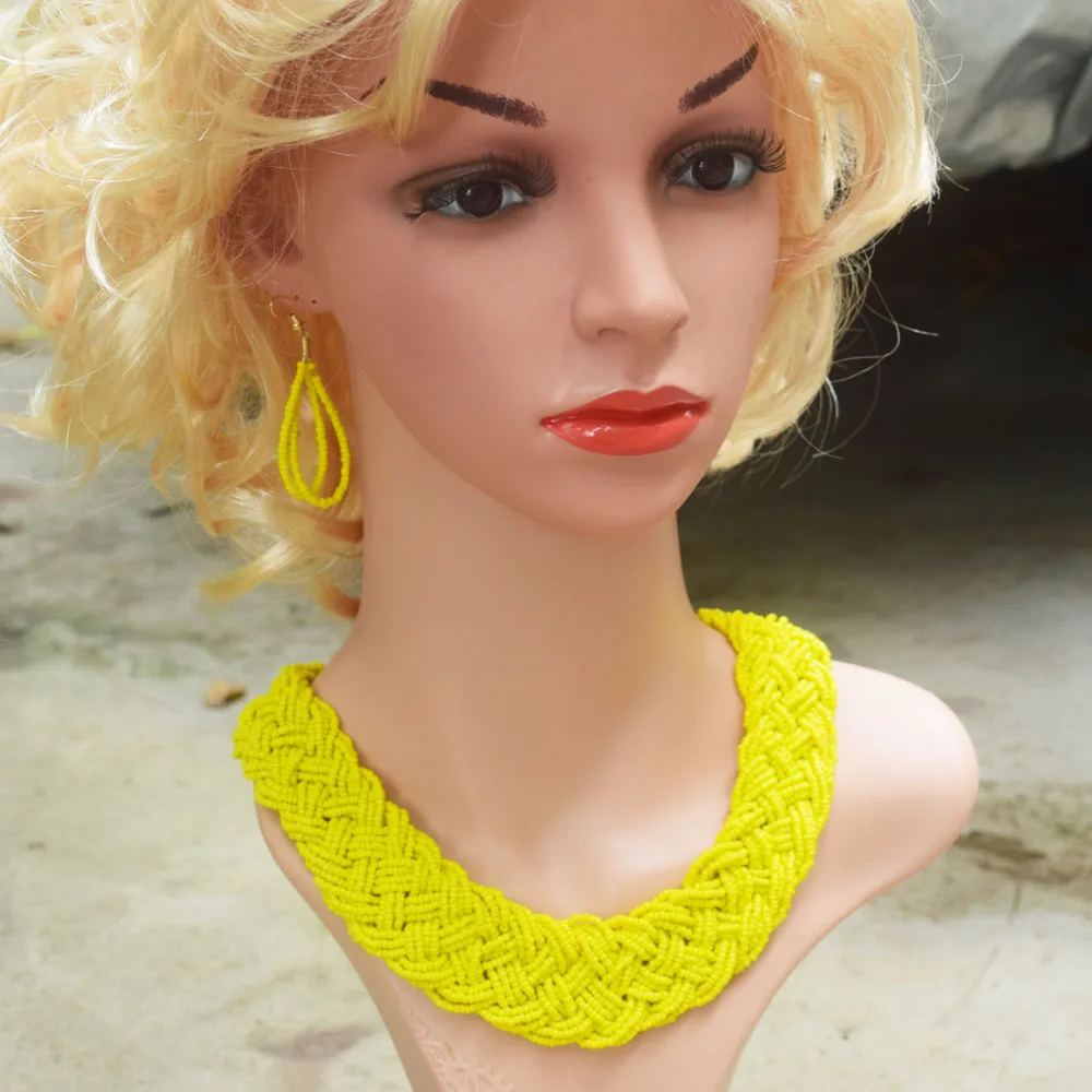 Wholesale Traditional Big Bold Bohemian south africa ghanaian nigerian tribal women Glass Beads beaded necklace jewelry sets