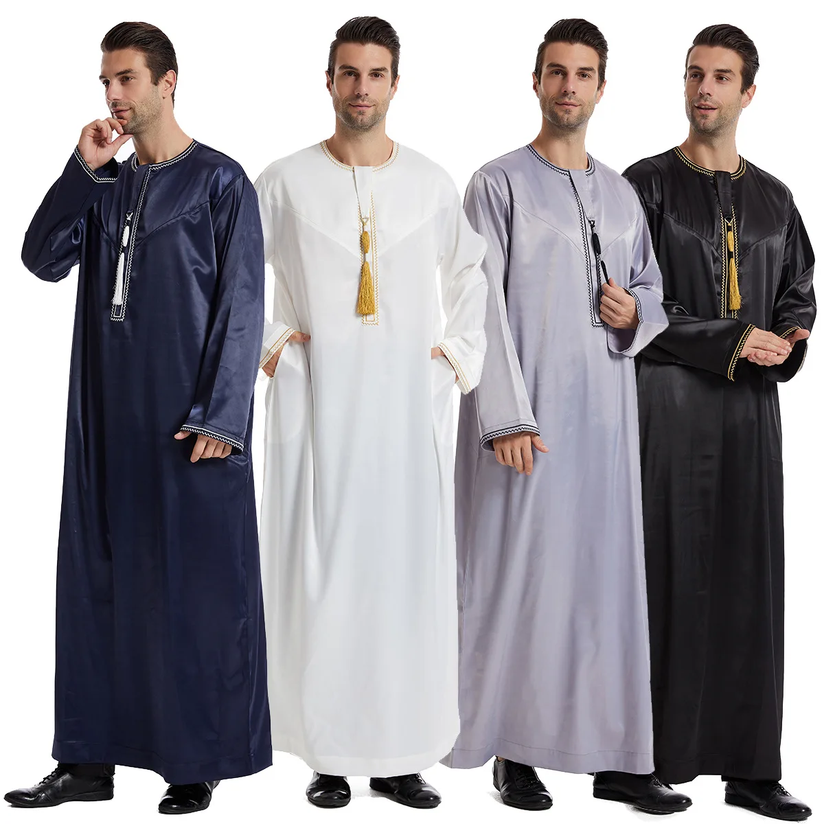 Hot sale Dubai 4 colors men muslim clothing arabic thobe for men muslim men clothing Ramadan