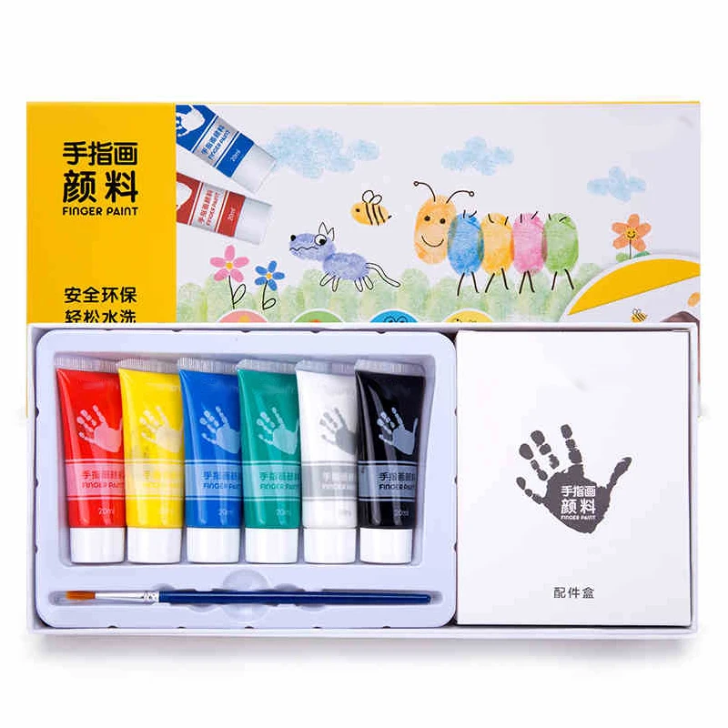 Hot selling best gift kids craft finger paints with 20ml 12colors Non toxic DIY washable Tempera finger paint for children