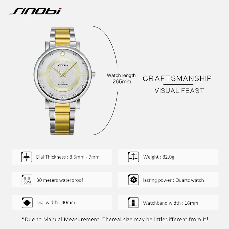  Sinobi Luxury Business stainless steel men Wristwatches high-end quality Male Watches 3ATM Water Resistance watchs