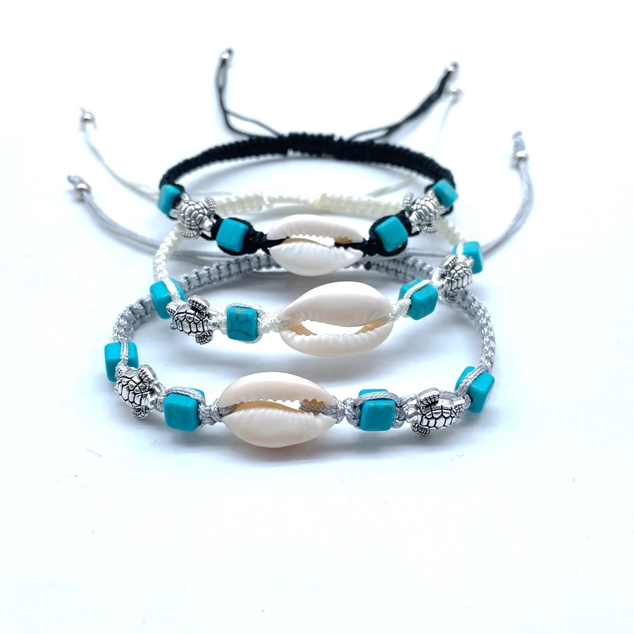 New Seastar Elephant Charm Shell Bracelet Hawaiian Beach Jewelry Girl Natural Seashell Chain Bracelets