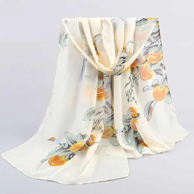 
Women Chiffon Scarf Long Soft Beach Shawl High Quality Floral Print Wraps Female Scarves And Stoles 47*155cm 