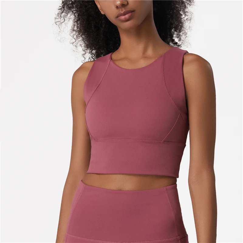 Custom Logo Women Sport Vest Naked Feel Gathered High Impact Yoga Fitness Tops