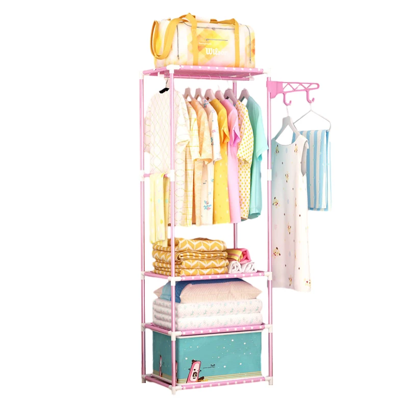 Simple floor standing coat rack wrought iron hanger simple and stylish bedroom standing clothes rack foyer hanging bag rack
