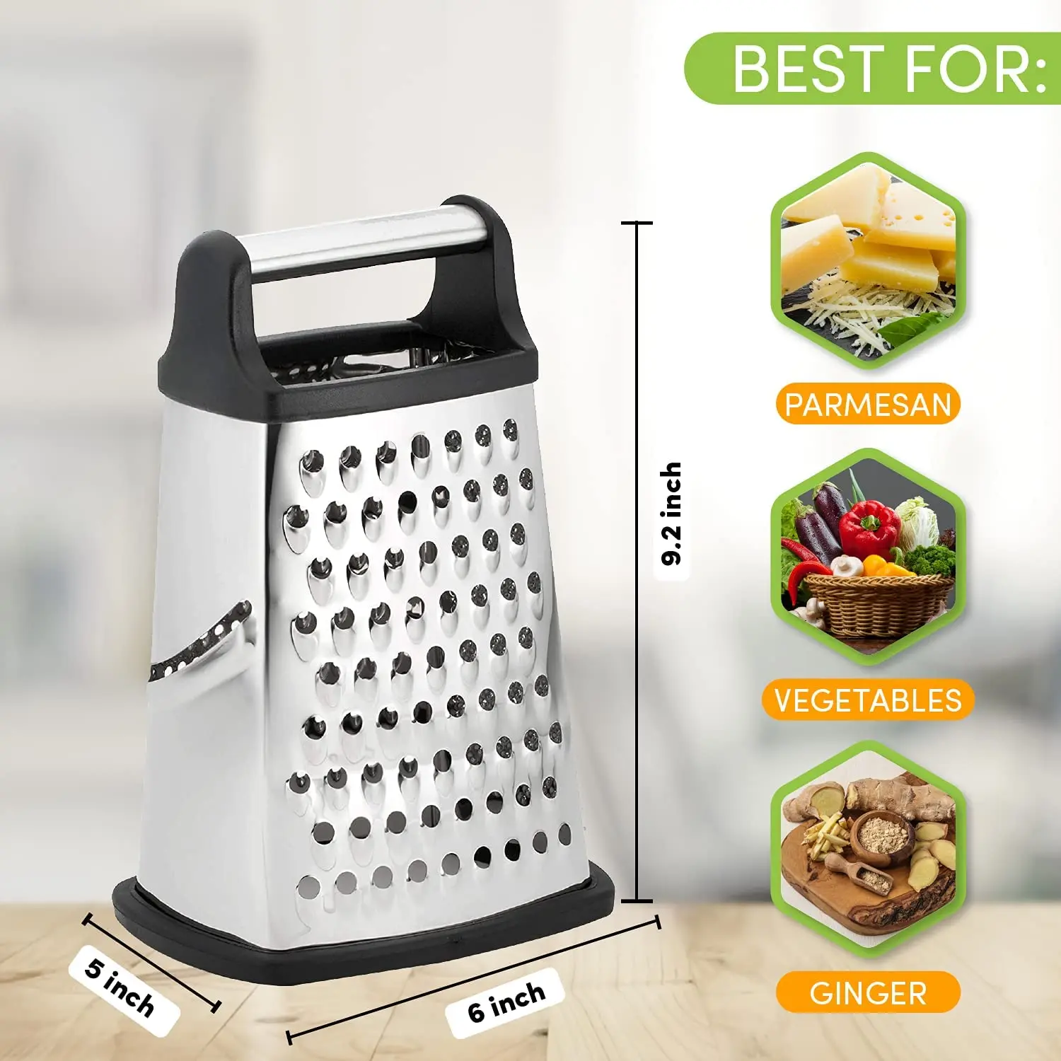 Wholesale Manual 4 sides Stainless Steel Kitchen Tools Cheese Grater Multipurpose Fruits and Vegetable Slicer