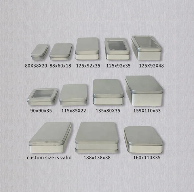 OEM ODM Manufacture Gift Silver Square Hinge Candy Tin Box Packaging Metal Small Wholesale Custom Tins