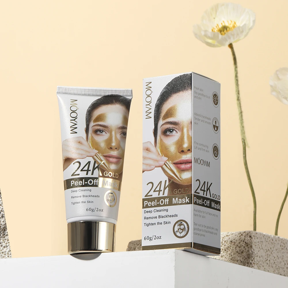 Wholesale Natural Anti Aging Whitening Organic 24k Gold Mask Collagen Peeling Peel off Clay Skin Care Gold Facial Mask
