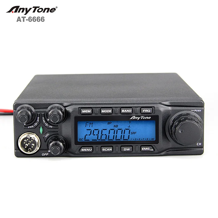 AnyTone AT6666 AM FM SSB 27mHz CB Radio With 60W high power 10 Meter Ham Radio Long Range UHF Radio