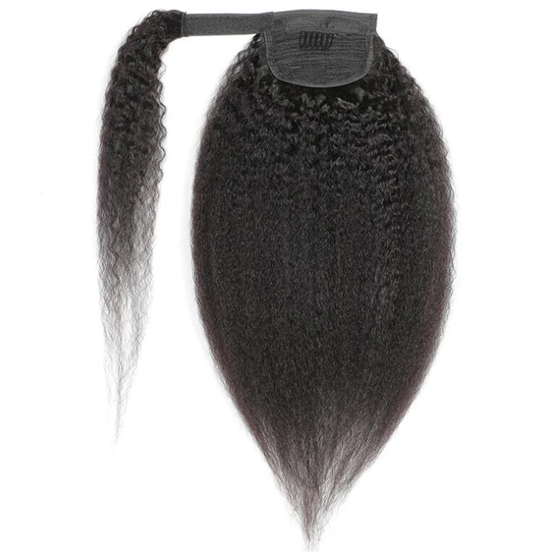 Wholesale straight private label clip in ponytail hair extensions, raw cuticle aligned brazilian clip in ponytail hair pieces