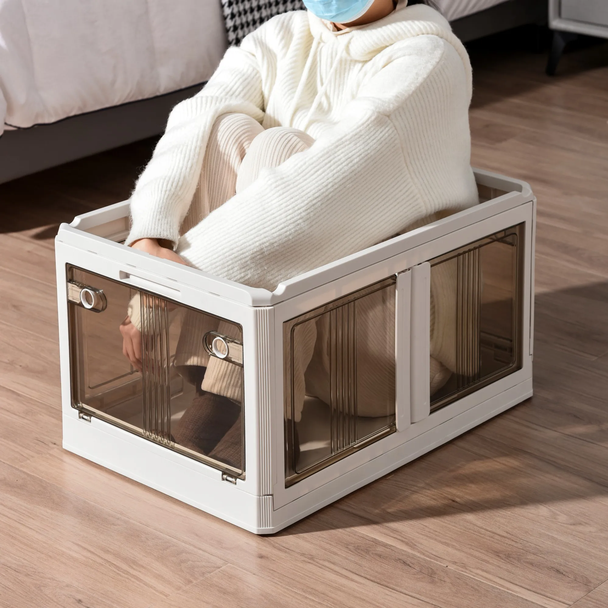 Large Plastic Storage Bins With Wheels Stackable Storage Bins with Lids Plastic Bin Box for Organization