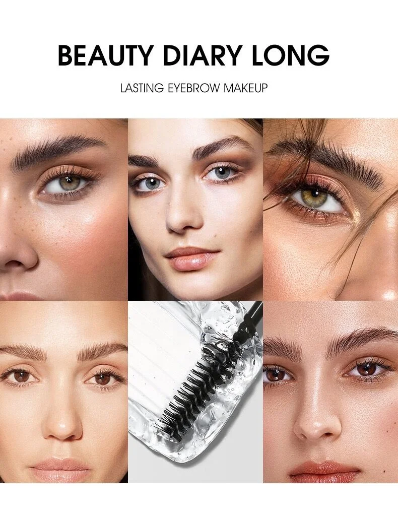 Langmanni Styling Brow Gel Waterproof Fix Wild Natural Waterproof Makeup Clear Vegan Eyebrow Glue Gel With 3D brush