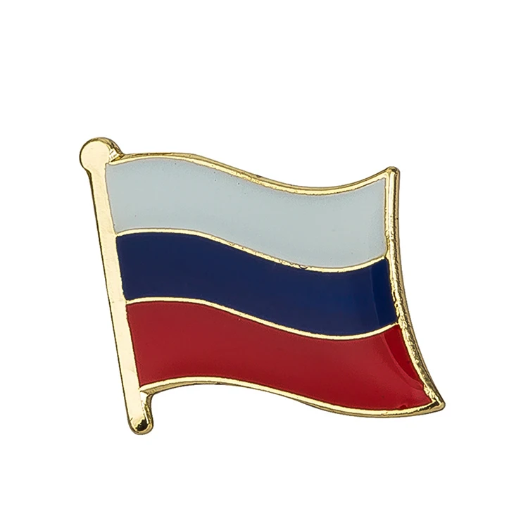 Russia Flag Pins Ukraine Golden Badge Colorful Flag Three Bars Pin Uniform Collar Pin Tie Button