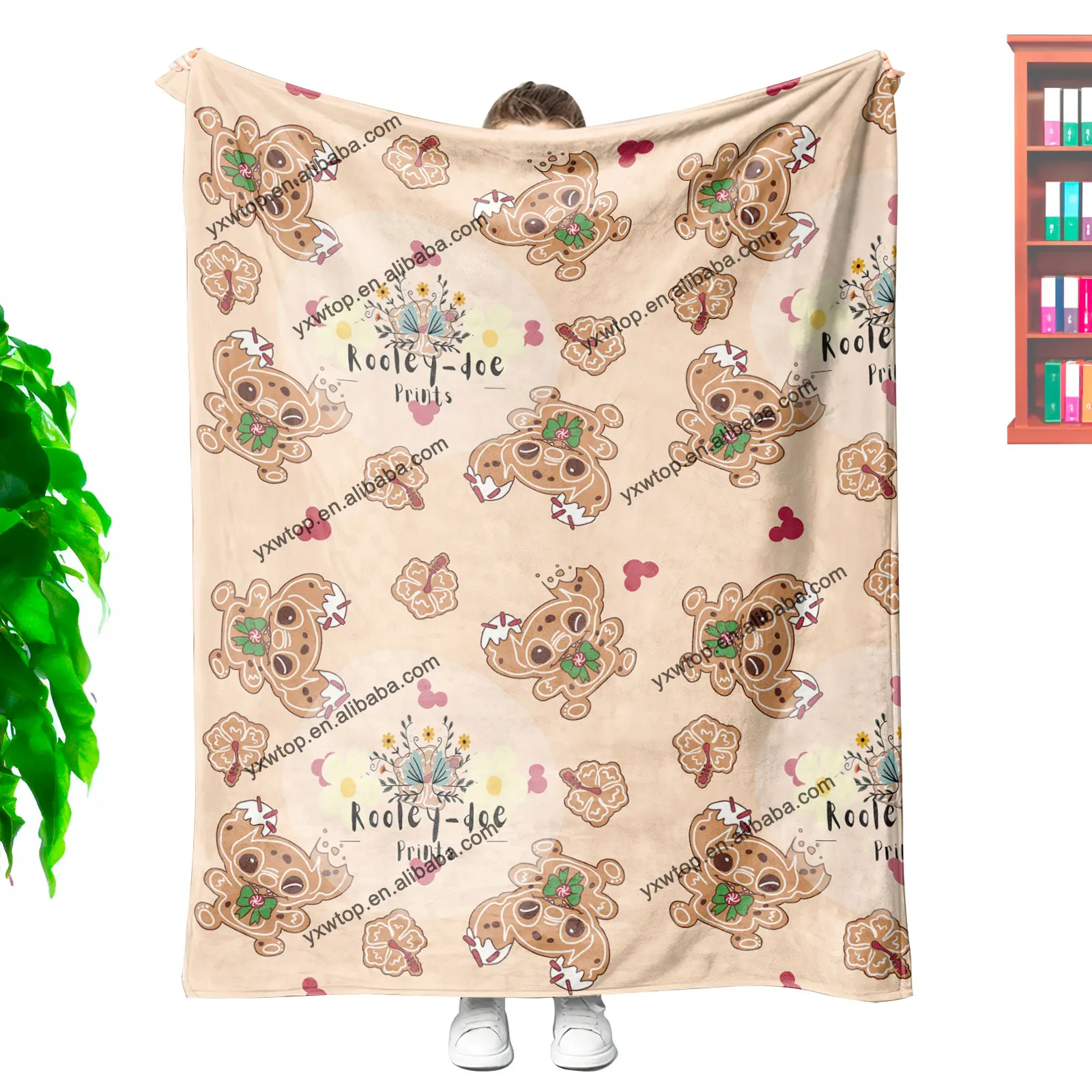 custom Magical Christmas Cookies Castle Cookie Mouse Park Snacks Seamless Pattern  plush coral fleece travel throw blankets