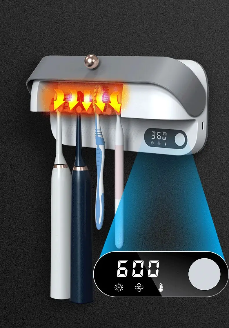 Ansimi wholesale 4 in 1 UVC Light Toothbrush Sanitizer Holder for family Rechargeable Toothbrush Sterilizer Box