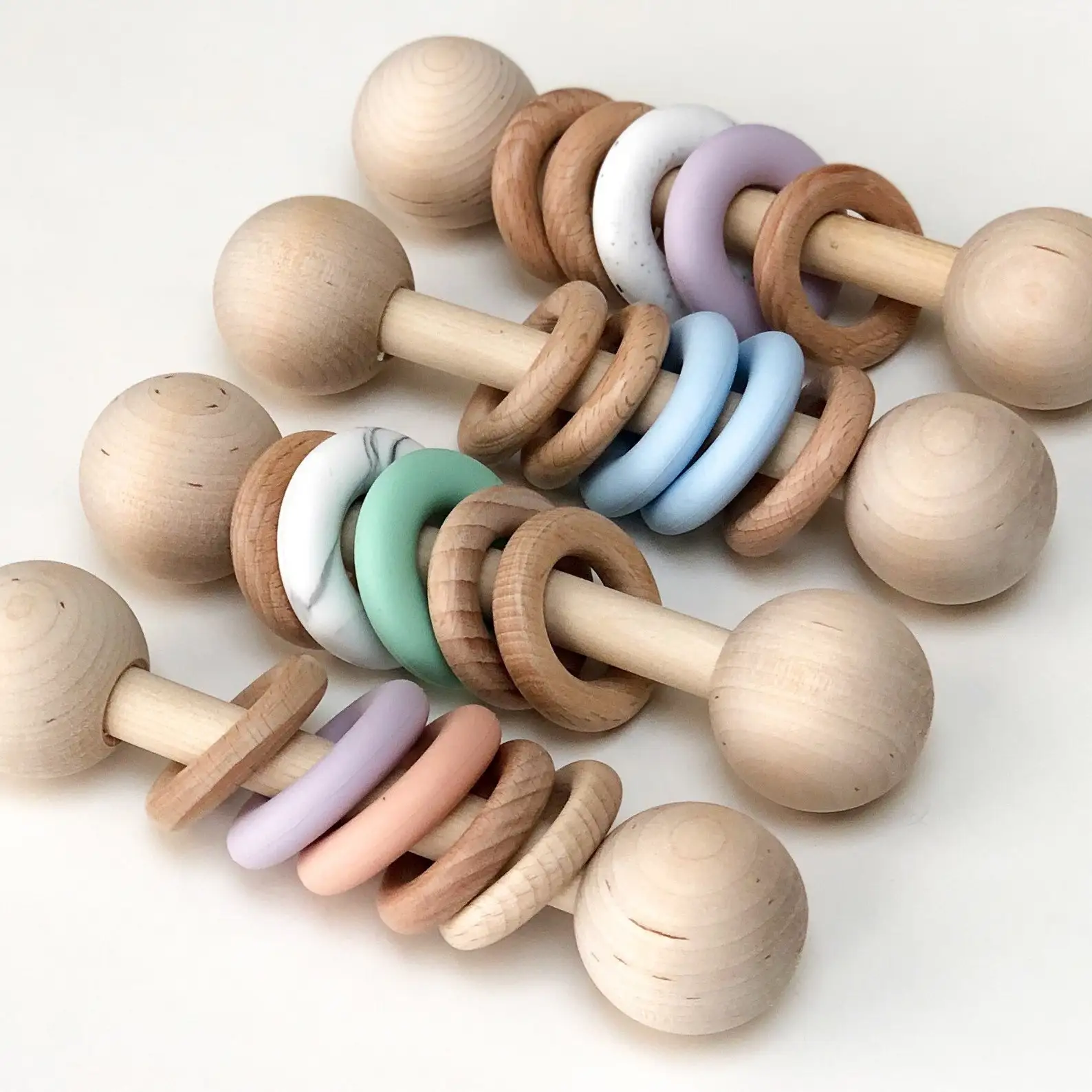 6 стиль мульти погремушка Классический Радуга оптовая продажа древесина бука на Рождество для малышей; Погремушка для детей ясельного возраста деревянная погремушка