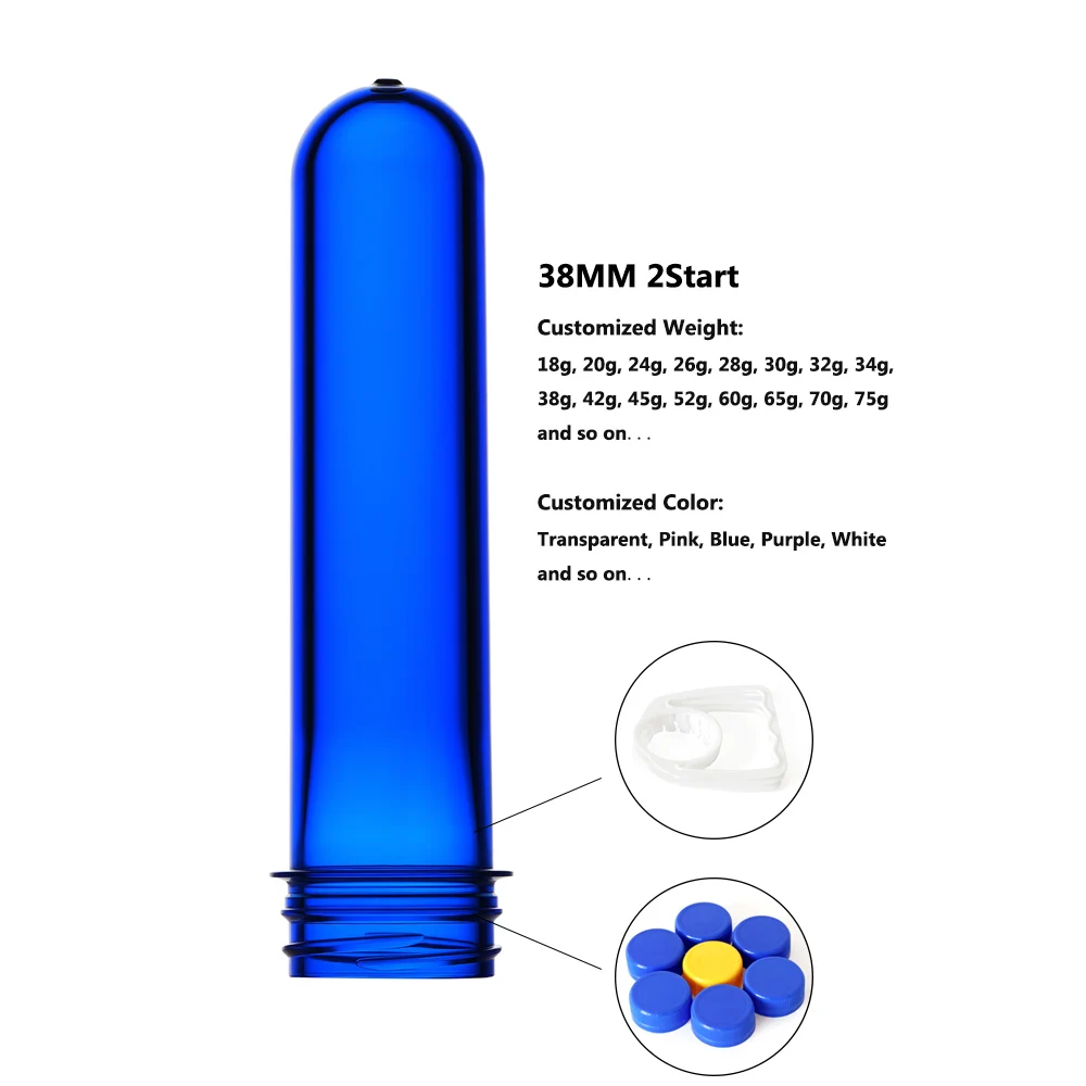 Hot Sale Customized Color 38mm 2start Pet Preform Price Plastic Preforms