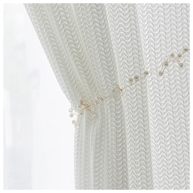 New Modern Fishbone White Sheer Voile Curtain Fabric Home Deco Fabric for the Living Room