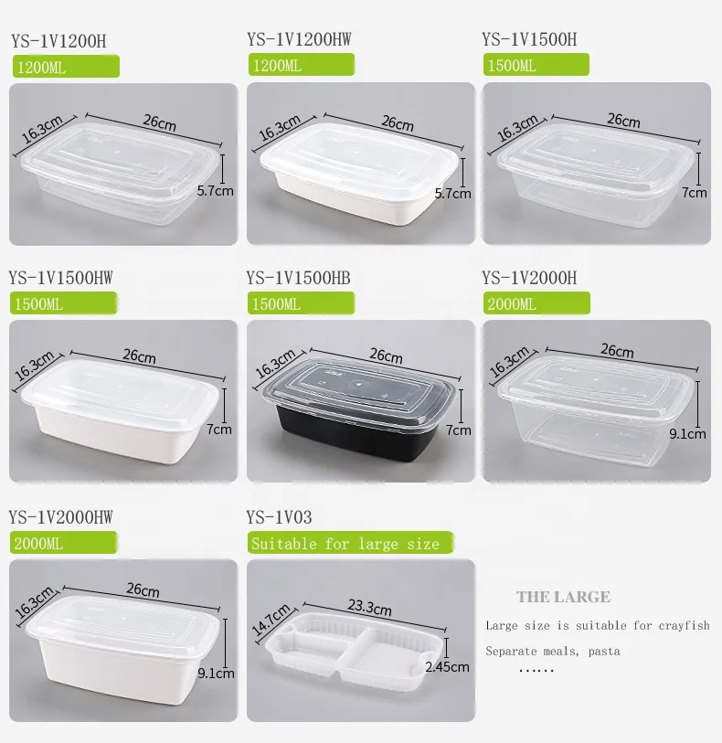 European double - ply and thickened disposable black clear pp plastic meal lunch box with inserted tray