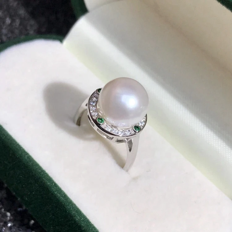 Immaculate design 925 sterling silver ring findings adjustable freshwater pearl ring jewellery for women engagement