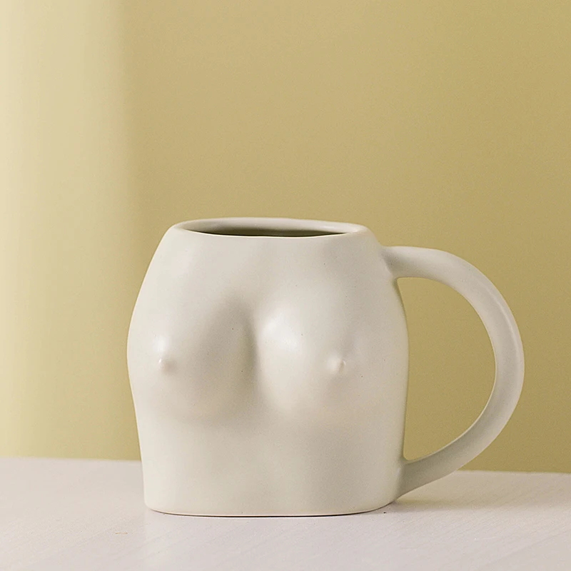 Custom Logo Colorful Novel Design Female Body Breast Shape Coffee Drinking Mug With Handgrip