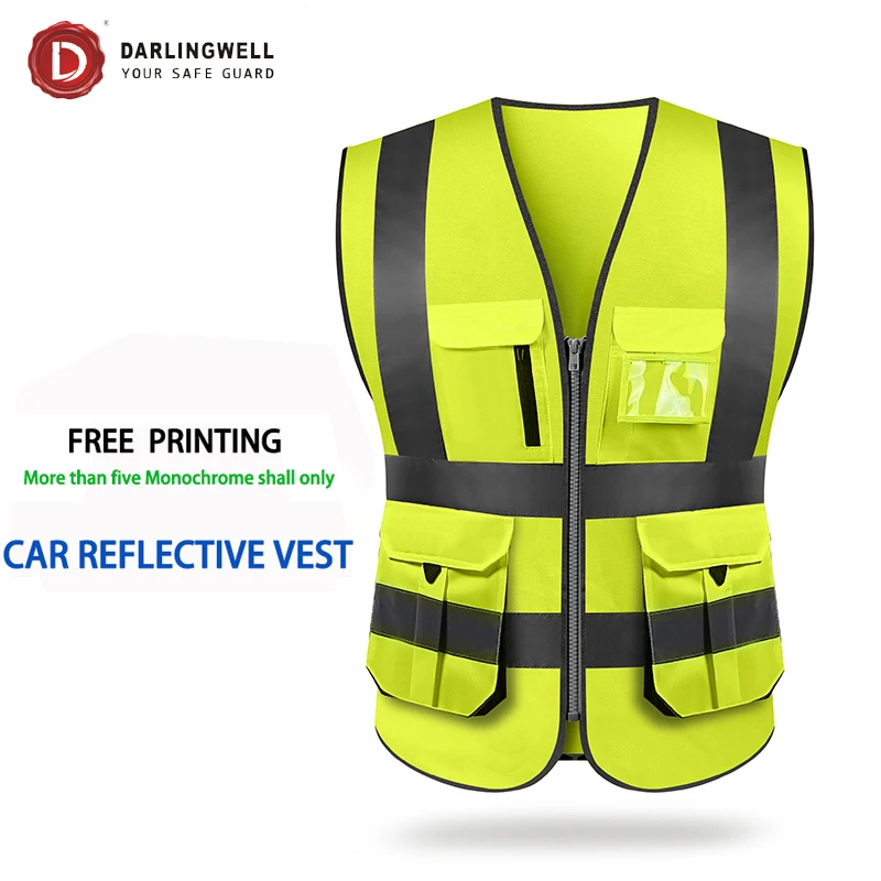 Высококачественный защитный жилет Darlingwell, жилет высокой видимости, светоотражающий защитный жилет с карманами, готов к отправке