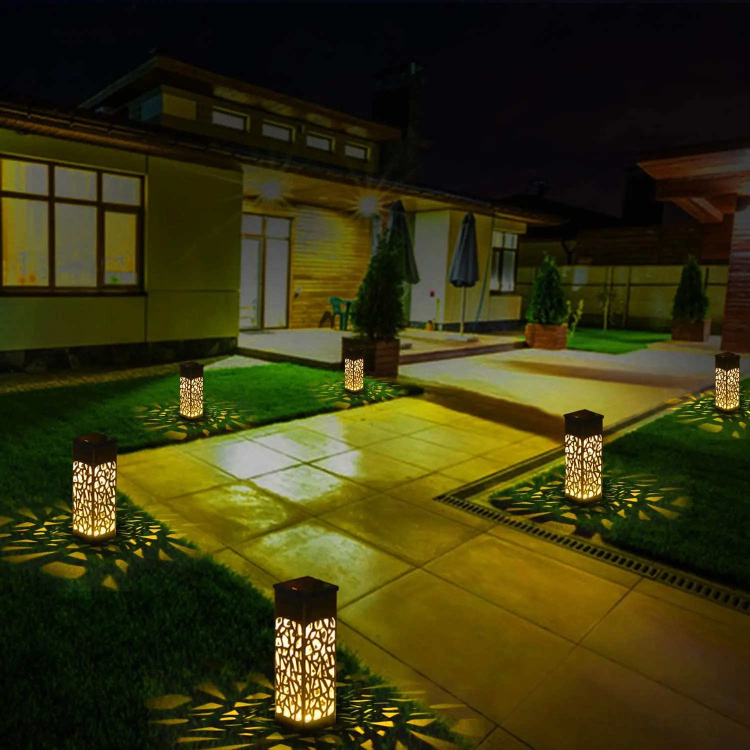 Solar wireless hollow lawn light outdoor garden garden balcony landscape lawn lamp for garden decoration