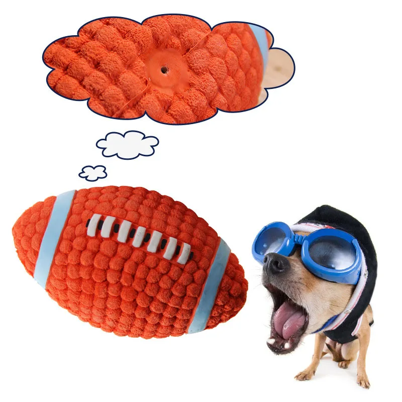 Factory Direct Pet Toy Interactive Latex Rugby Sound Ball Teeth Dog Toy (62424211407)