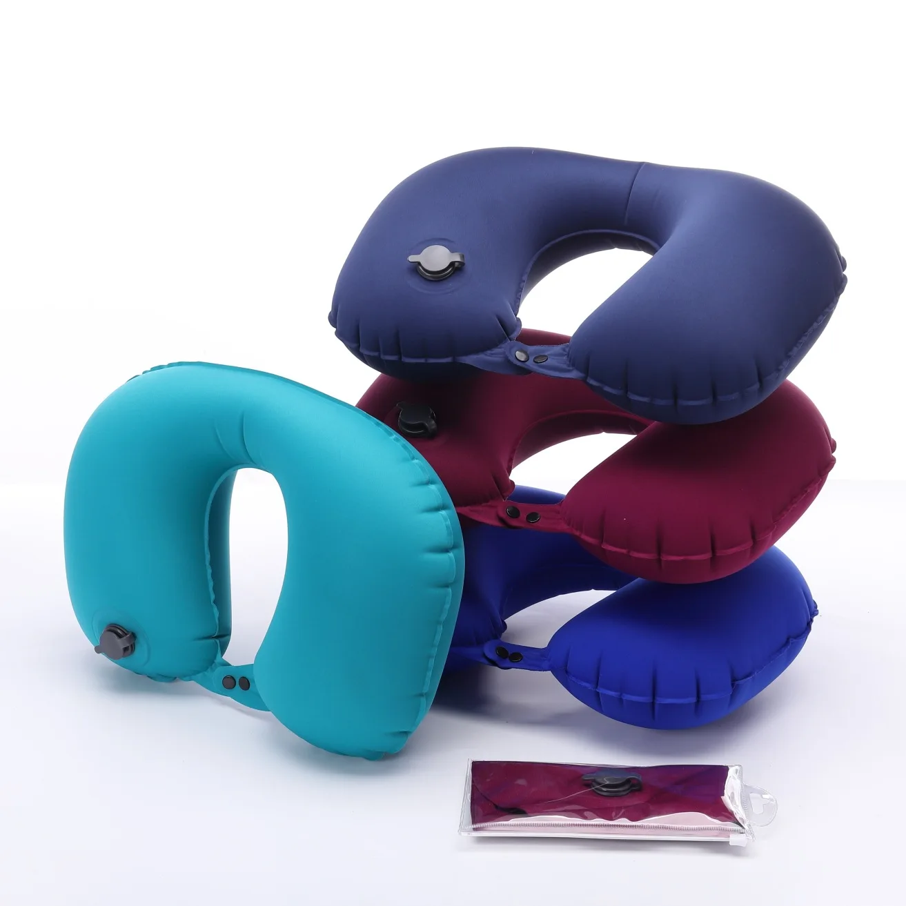 New Design Custom Logo TPU Elastic Foldable Washable Car Camping Travel Neck Support Inflatable Pillow For Airplane Sleeping