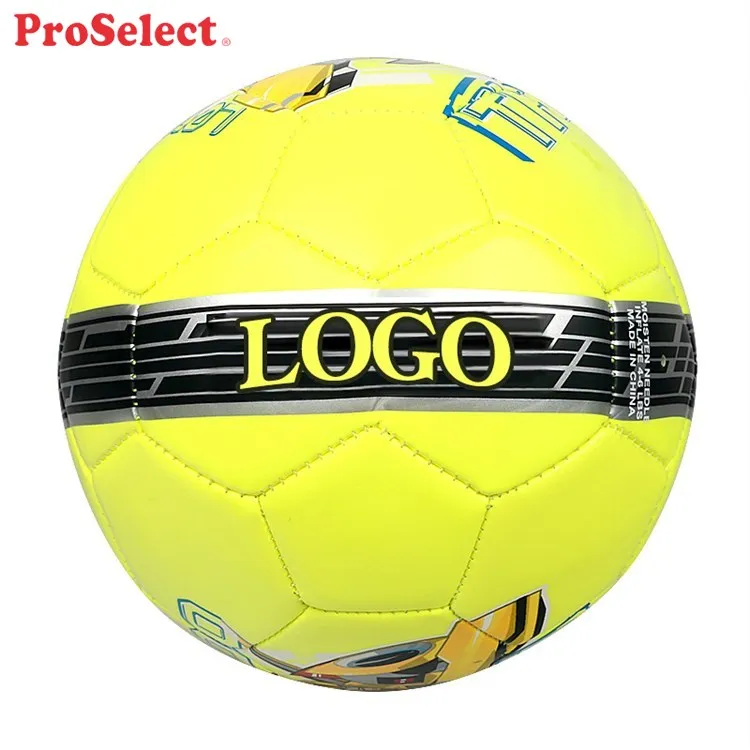 Proselect Yellow Small Size Kid Football Soccer Ball , Custom Pattern Yellow Soccer Ball For Son