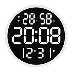 Popular Abs Wall Clock Display Date Temperature Round Digital Wall Alarm Clocks