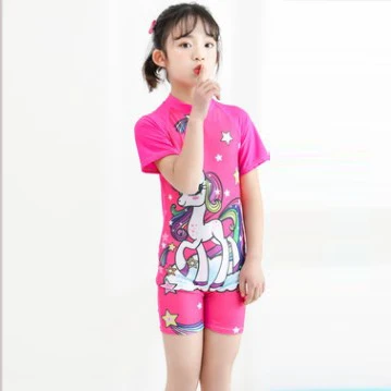 Muslim cartoon children swimsuit boys and girls swimwear long sleeve beach suit one-piece dry swimsuit kids bathing suits