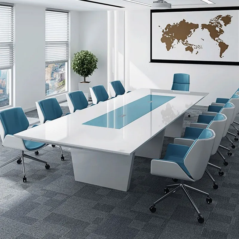 12 People conference table high quality modern baking paint wood board square desktop office meeting table boardroom desk chairs