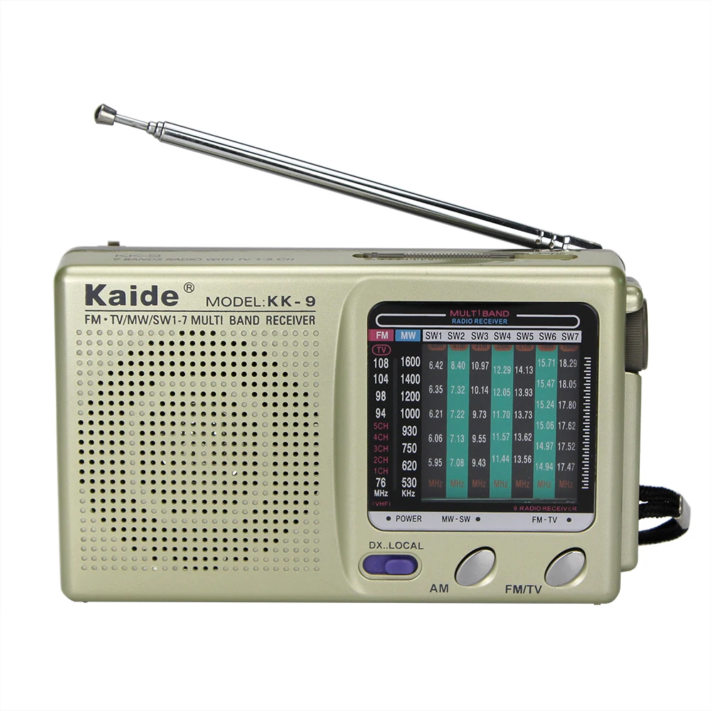 Kaide KK-9 multiband pocket radio am fm sw 9 band radio receiver with earphone jack
