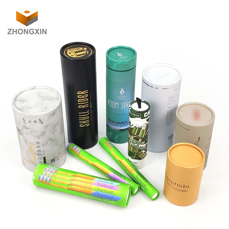 Eco-Friendly T-Shirt Paper Cylinder Tube Packaging Recycle Kraft Paper Toothpaste Tube Packaging Paper Boxes For Dropper Bottle