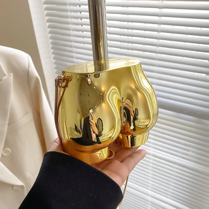 Роскошные Дизайнерские золотистые дамские сумочки, миниатюрная сумка из ПВХ в стиле хип-хоп, кошельки на цепочке на плечо, популярная Праздничная сумка на плечо, 2023