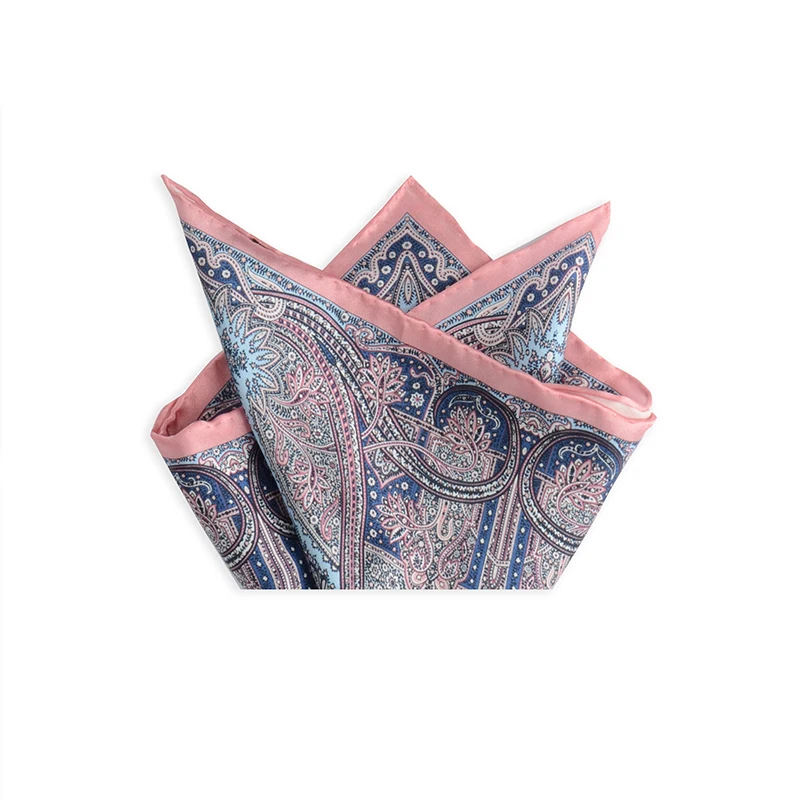 Hamocigia OEM Handmade 100 % Silk Digital Printed paisley Pocket Square