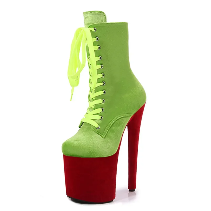 Trendy Velvet Stilettos 20 CM High Heels Ladies Boots Sexy Pole Dance Platform Shoes Comfortable Ankle Boots Women