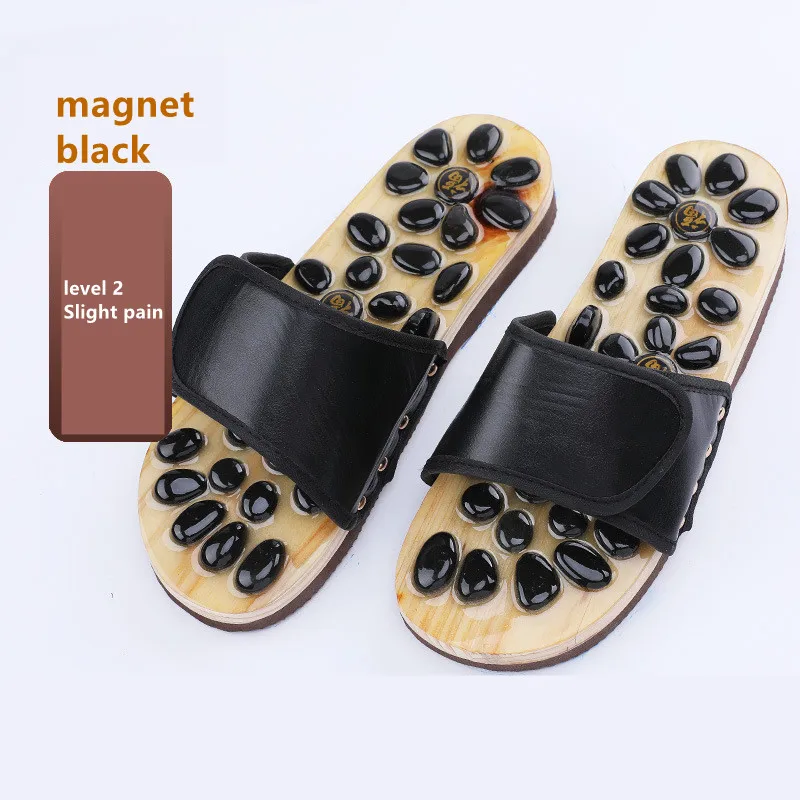 Reflexology Stone Massage Slipper Black Stone Deep Tissue Acupressure Foot Massage Slippers Shoes Sandals Reflexology Massage