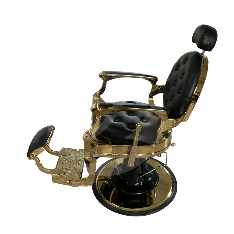 Luxury Antique Style golden black Barber Shop Hair Styling Chair Salon Barber Chair For Sale