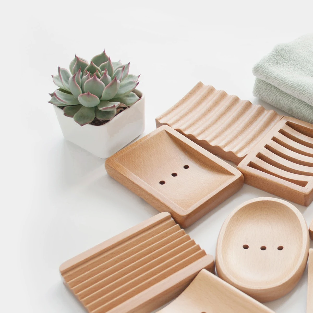 Wholesale Beech Walnut Bamboo Wood Soap Box Soap Holder Dish Self Draining