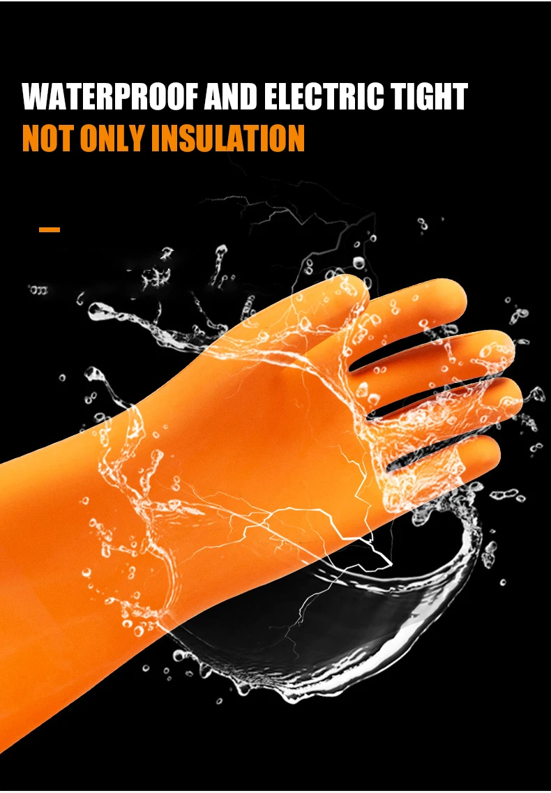 12KV Insulated Gloves Waterproof Durable Electrical Insulating Thick Rubber Gloves