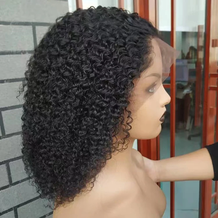 Kinky Curly Wig Bob for Black Women Natural Curly Short Bob Wig Transparent Hd Frontal Lace Short Bob Wig