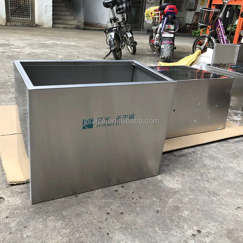 Large Modern Outdoor Rectangular Square Stainless Steel Planter