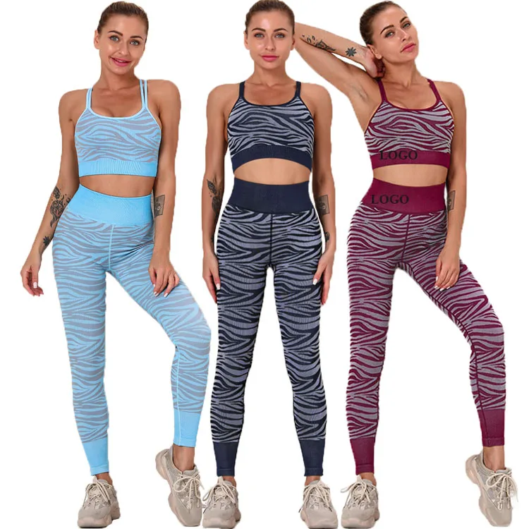 Custom Hip Lifting Two Piece Workout Fitness Sets Girl Tight High Waist Sport Clothes Athletic Set Women
