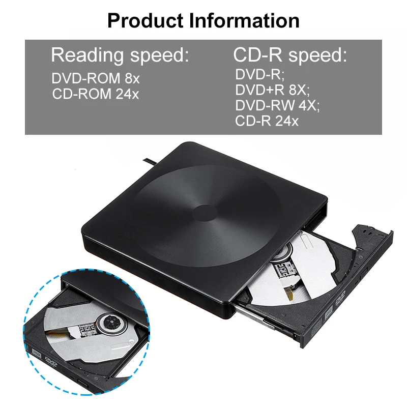 USB3.0 Ultra-thin Type-C External DVD RW CD Writer Drive Burner Reader Player Optical Drives For Laptop PC DVD Burner DVD Player