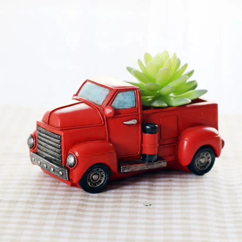 A0668 Retro Creative Resin Flowerpots Planter Garden Succulent Automobile Flower Pots Bonsai Cartoon Car Shaped Flower pot