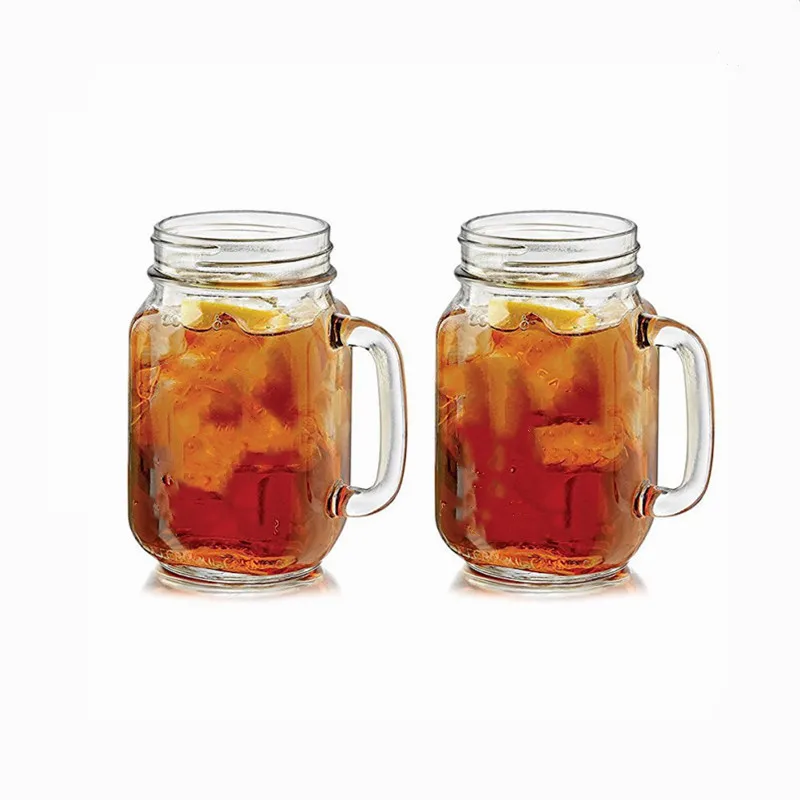 Hot Sale & High Quality Shaped Mason Jars With Handle Glass And Straw Hole