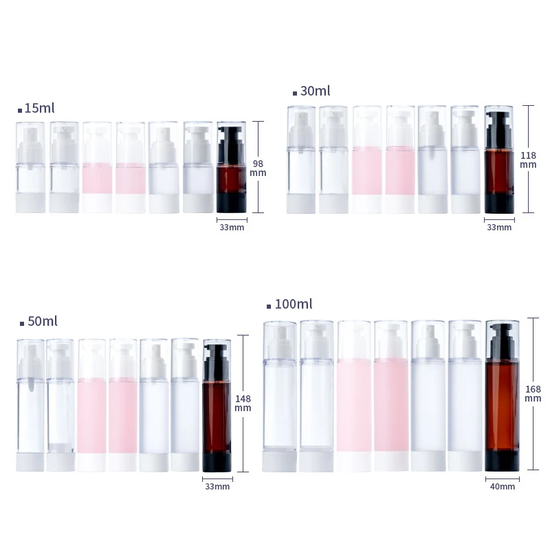 15/30/50/100ml Clear Frosted Airless Bottle Cosmetic Spray Vacuum Pump Bottle